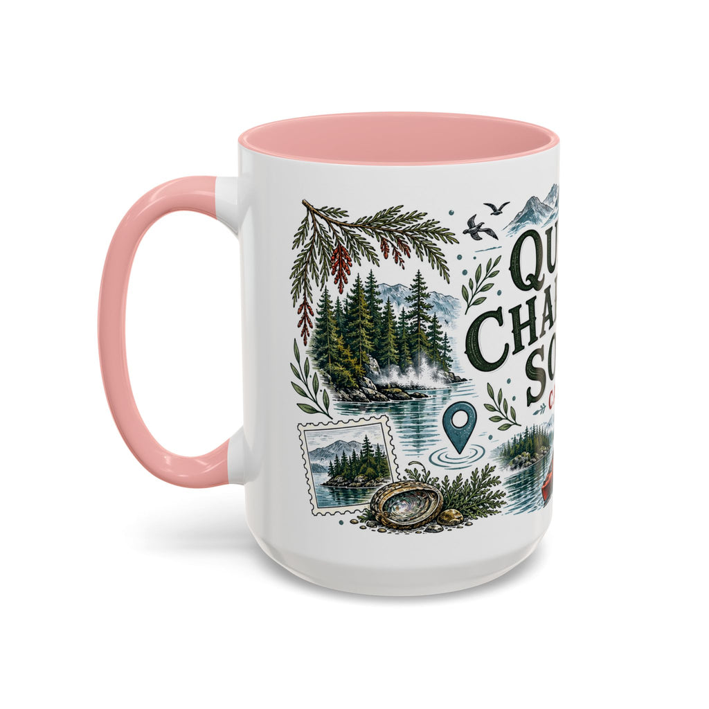 Queen Charlotte Sound Coffee Mug | Travel Destination Souvenir Gift | Accent Color Ceramic 11oz 15oz