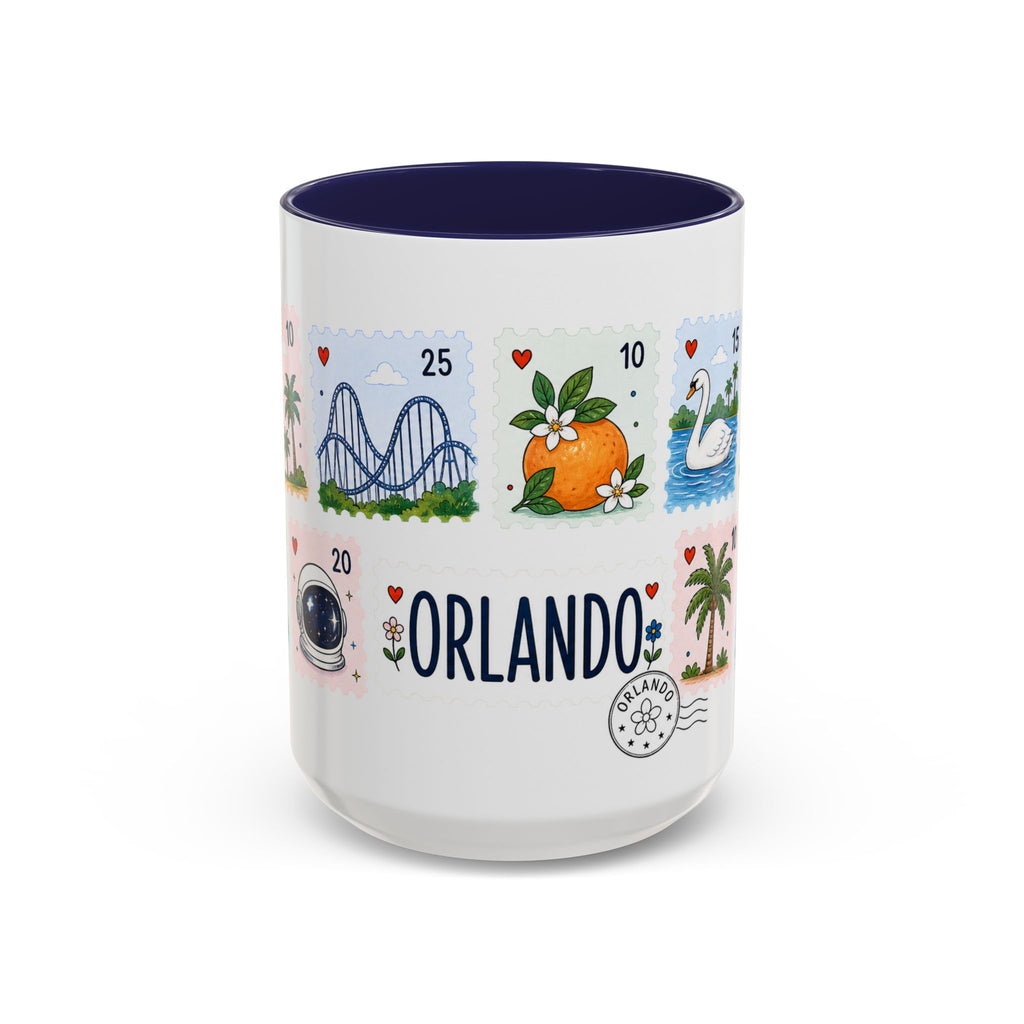 Orlando Coffee Mug | Postage Stamp Collage Mug | Travel Souvenir Accent Cup 11oz 15oz
