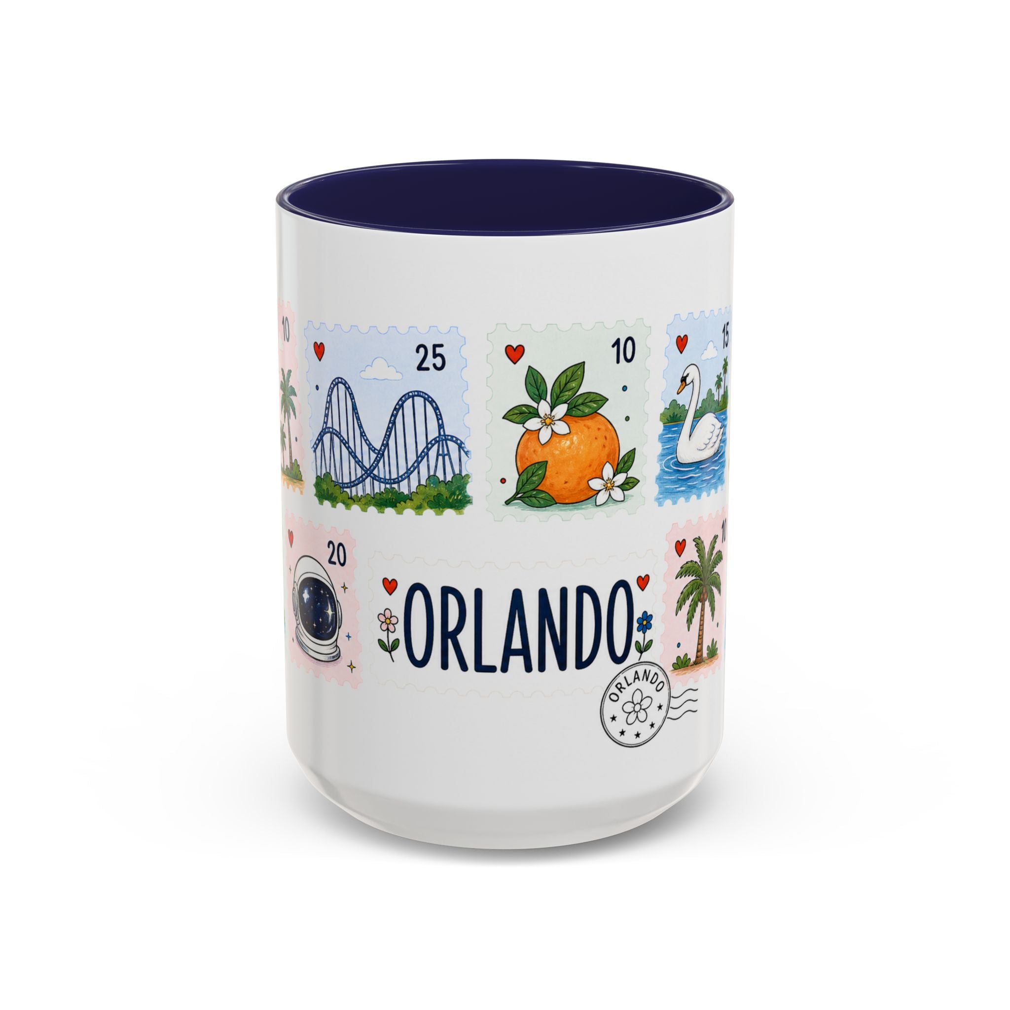 Orlando Coffee Mug | Postage Stamp Collage Mug | Travel Souvenir Accent Cup 11oz 15oz