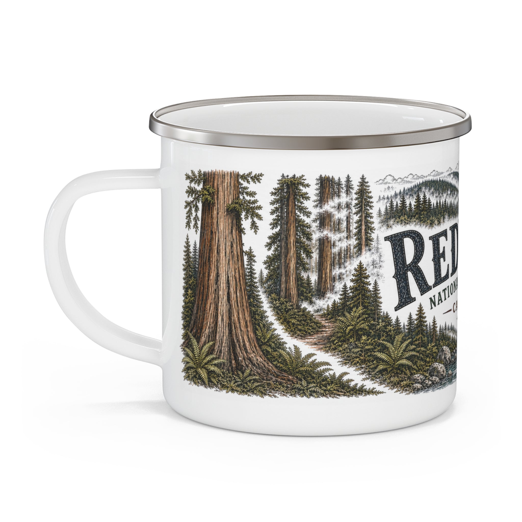 Redwood National Park Vintage Enamel Camping Mug | 12oz National Park Hiking Gift