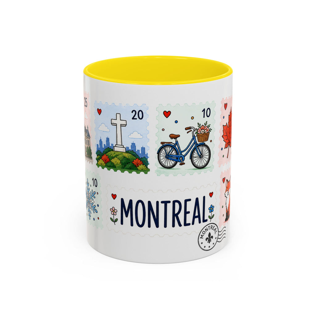 Montreal Coffee Mug | Postage Stamp Collage Mug | Travel Souvenir Accent Cup 11oz 15oz