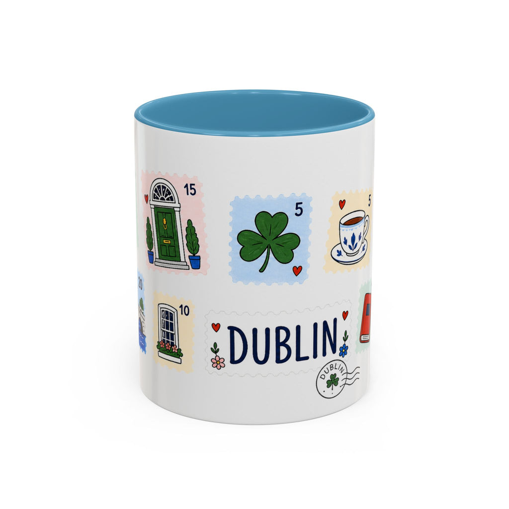 Dublin Coffee Mug | Postage Stamp Collage Mug | Travel Souvenir Accent Cup 11oz 15oz