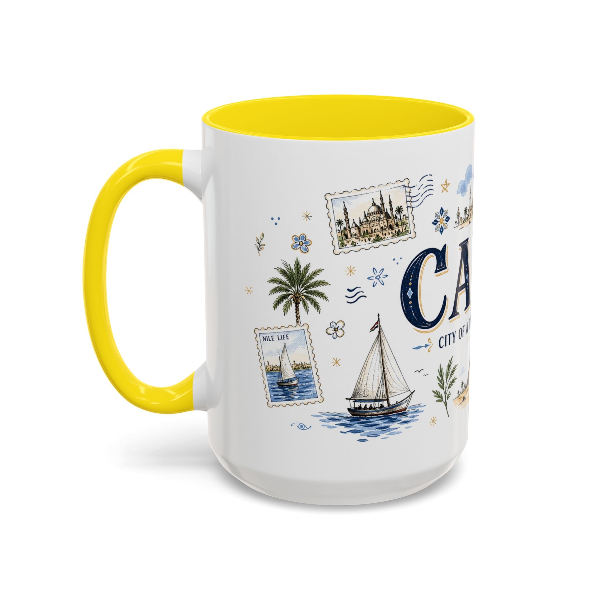 Cairo Coffee Mug | Egypt Souvenir Travel Gift | Accent Color Ceramic 11oz 15oz