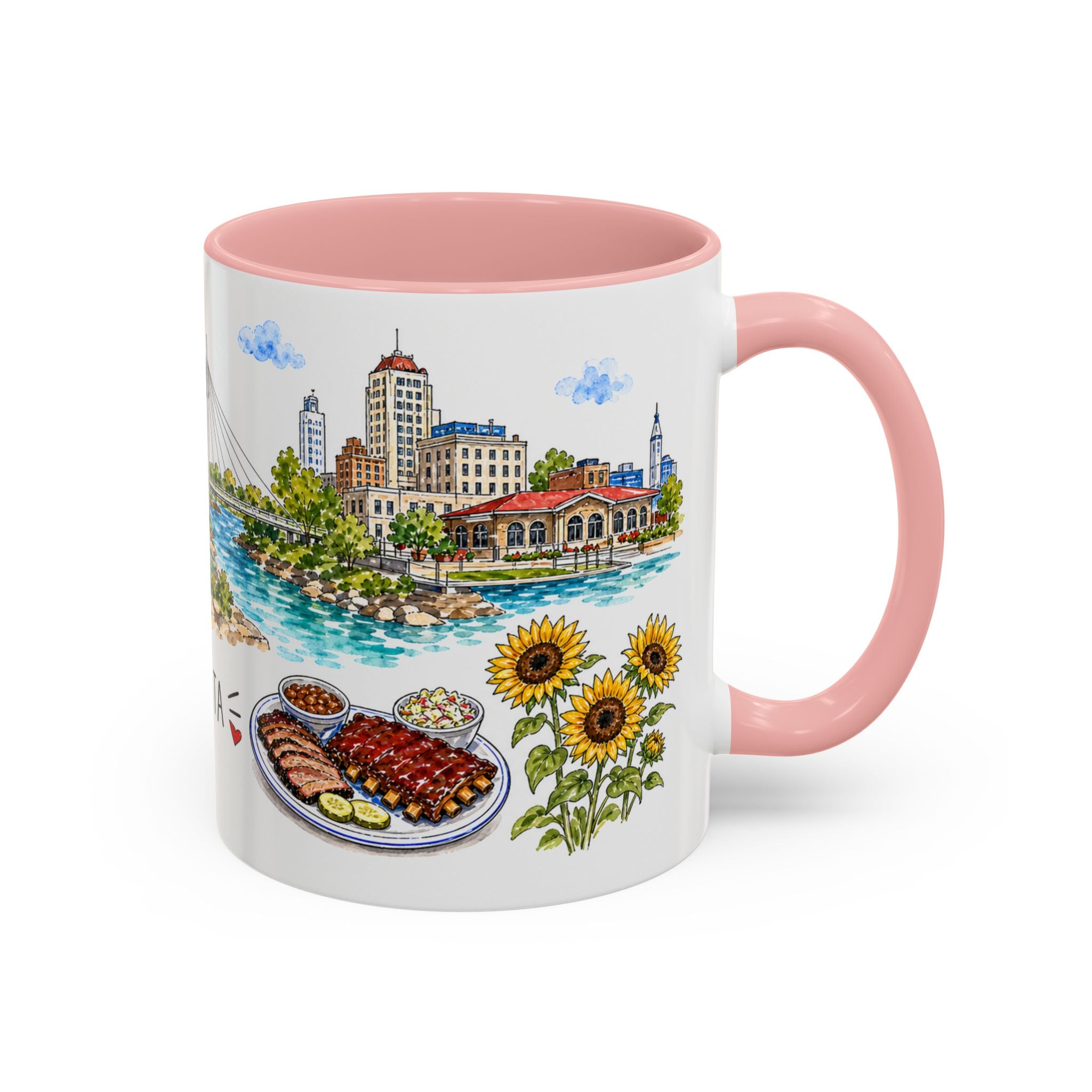 Wichita Illustrated Travel Mug | City Souvenir Accent Coffee Mug | 11oz 15oz Ceramic Cup
