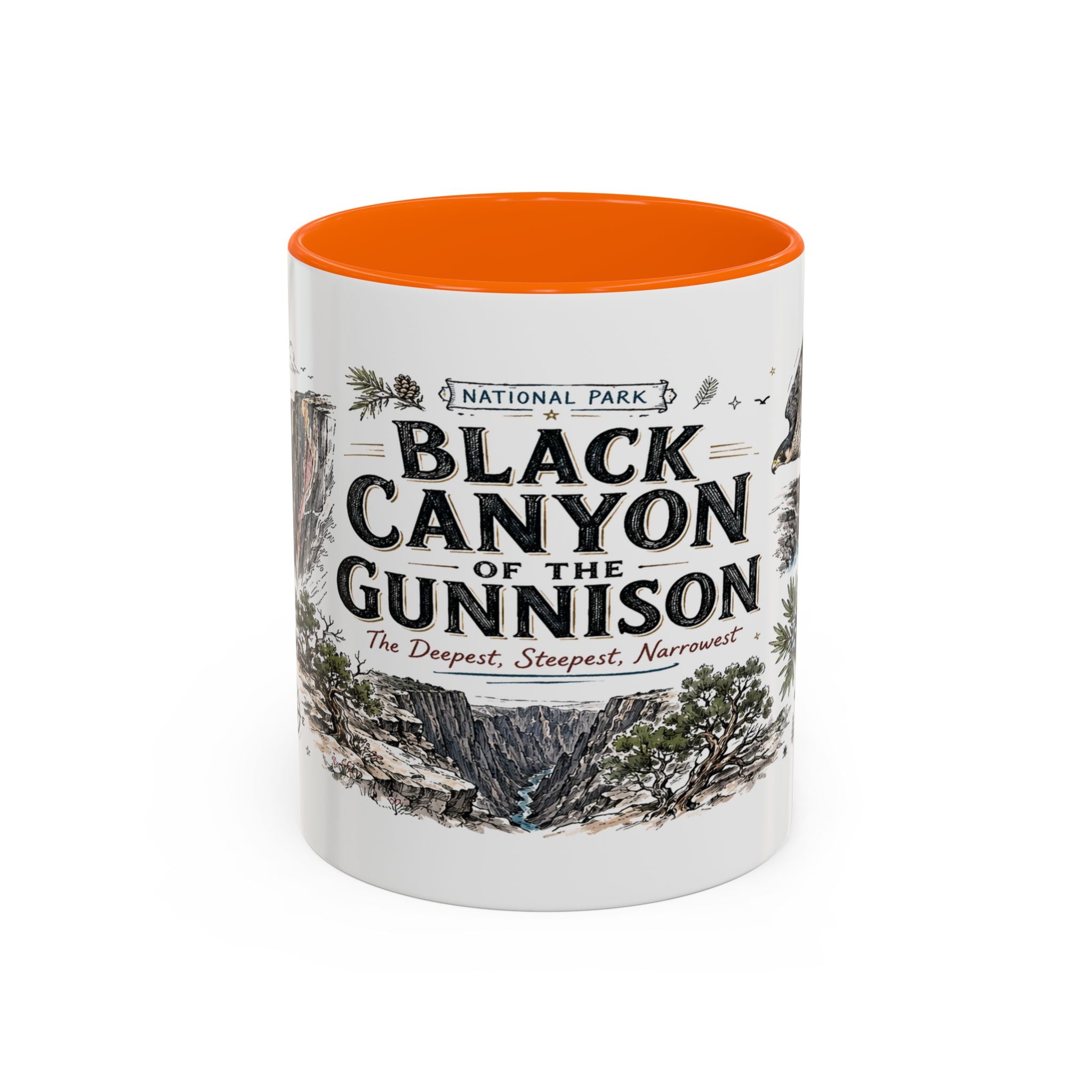 Black Canyon of the Gunnison National Park Coffee Mug | Colorado Deep Canyon Hiking Gift | Accent Color Ceramic 11oz 15oz
