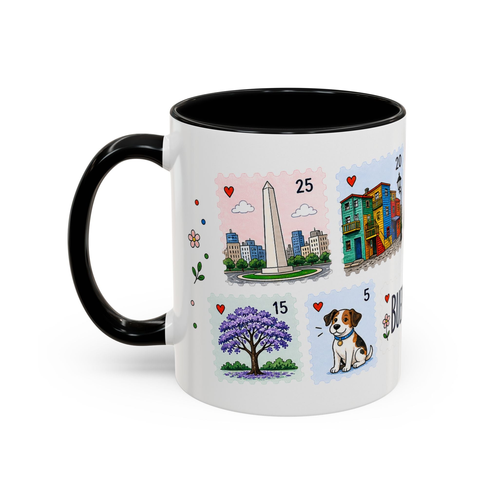 Buenos Aires Coffee Mug | Postage Stamp Collage Mug | Travel Souvenir Accent Cup 11oz 15oz
