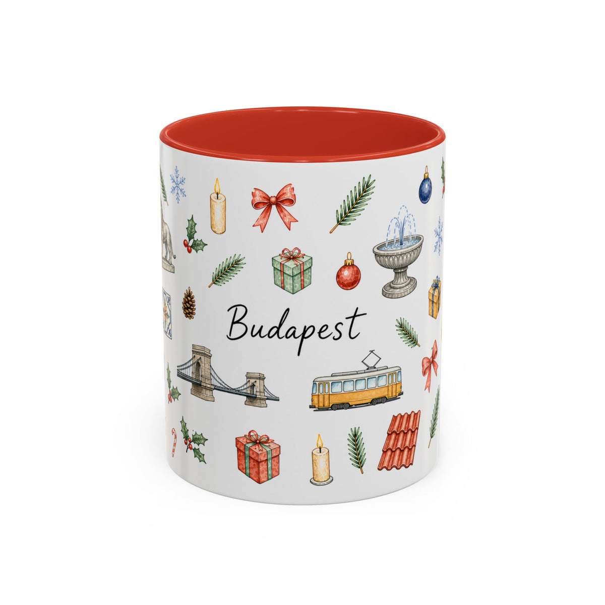Budapest Christmas Mug | Watercolor City Souvenir | Ceramic Coffee Cup (11oz 15oz)