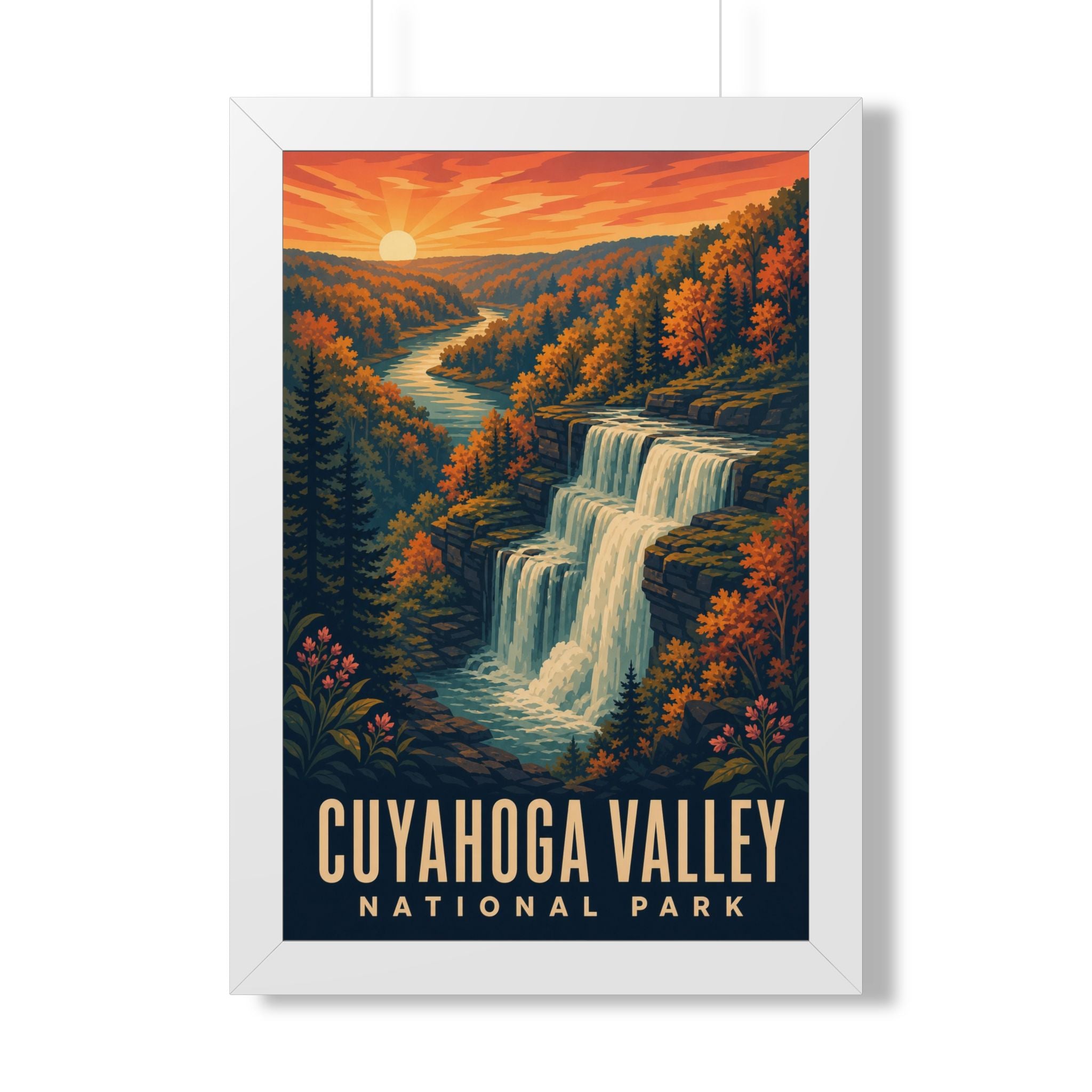 Cuyahoga Valley National Park Framed Poster | Vintage Travel Wall Art | Black Walnut White Frame | 16x24 20x30