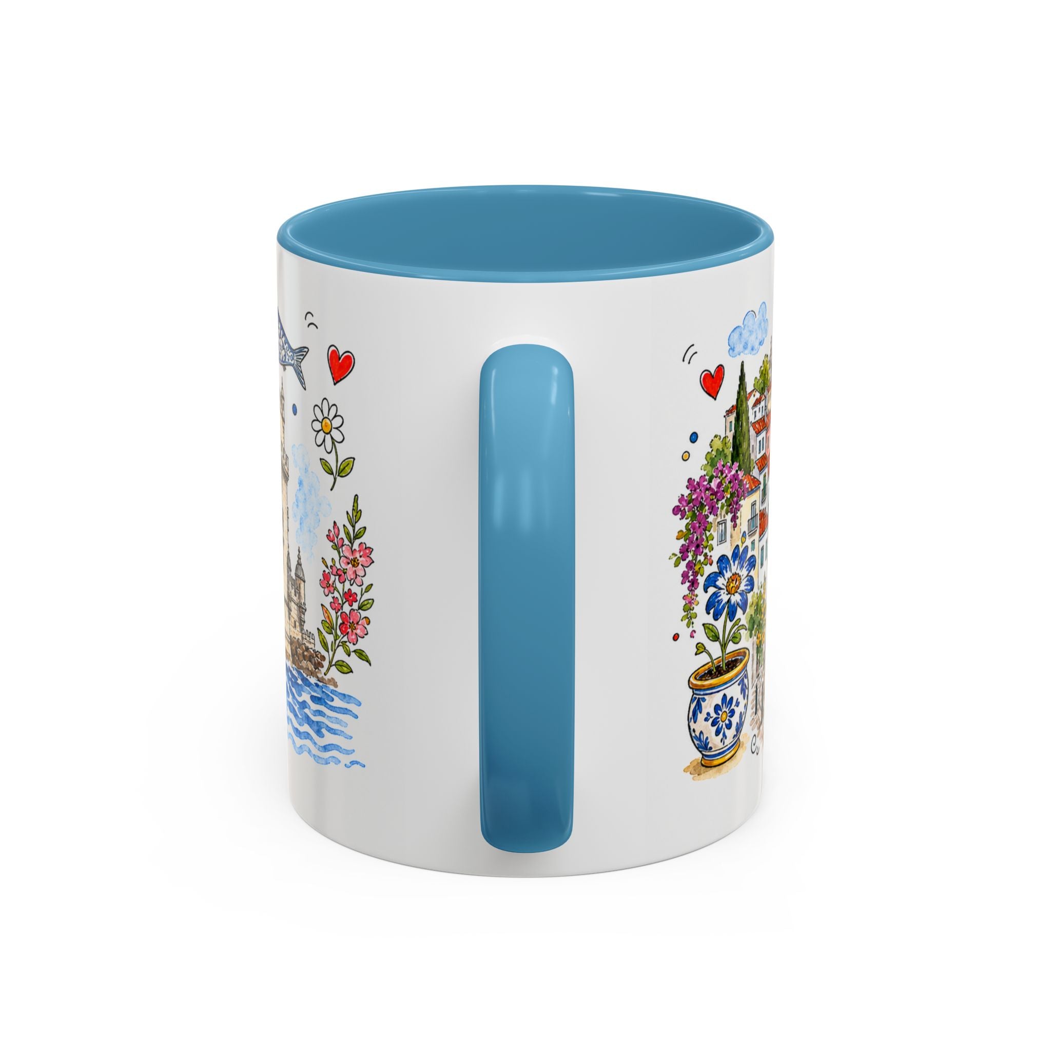 Lisbon Travel Mug | European City Souvenir Accent Coffee Mug | 11oz 15oz Ceramic Cup