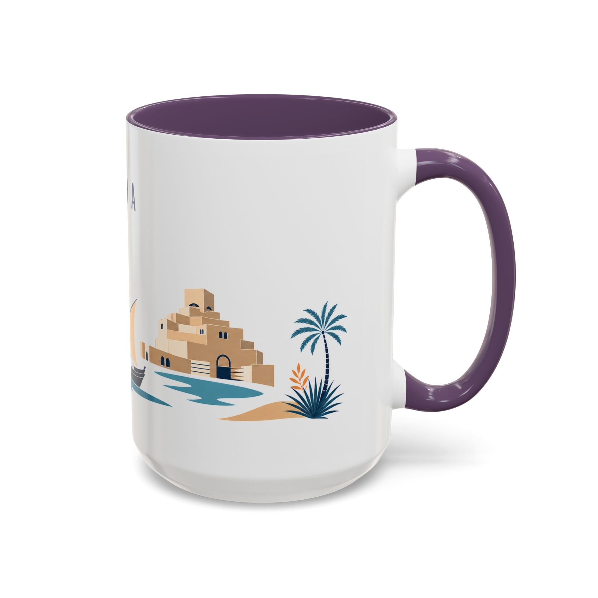 Doha Coffee Mug | Qatar Travel Souvenir | Porcelain Decal City Gift | 11oz 15oz Accent Mug