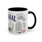 Taj Mahal Coffee Mug | Travel Destination Souvenir Gift | Accent Color Ceramic 11oz 15oz