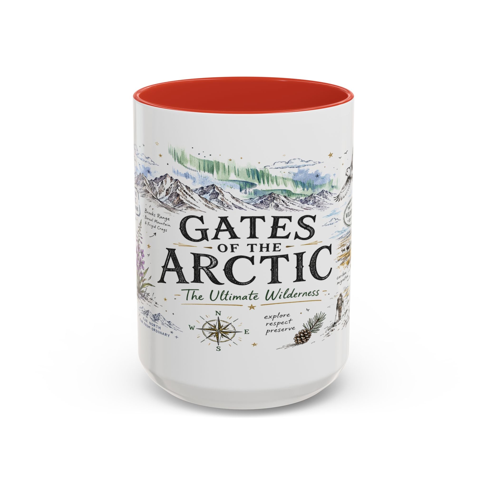 Gates of the Arctic National Park Coffee Mug | Alaska Arctic Wilderness Gift | Accent Color Ceramic 11oz 15oz