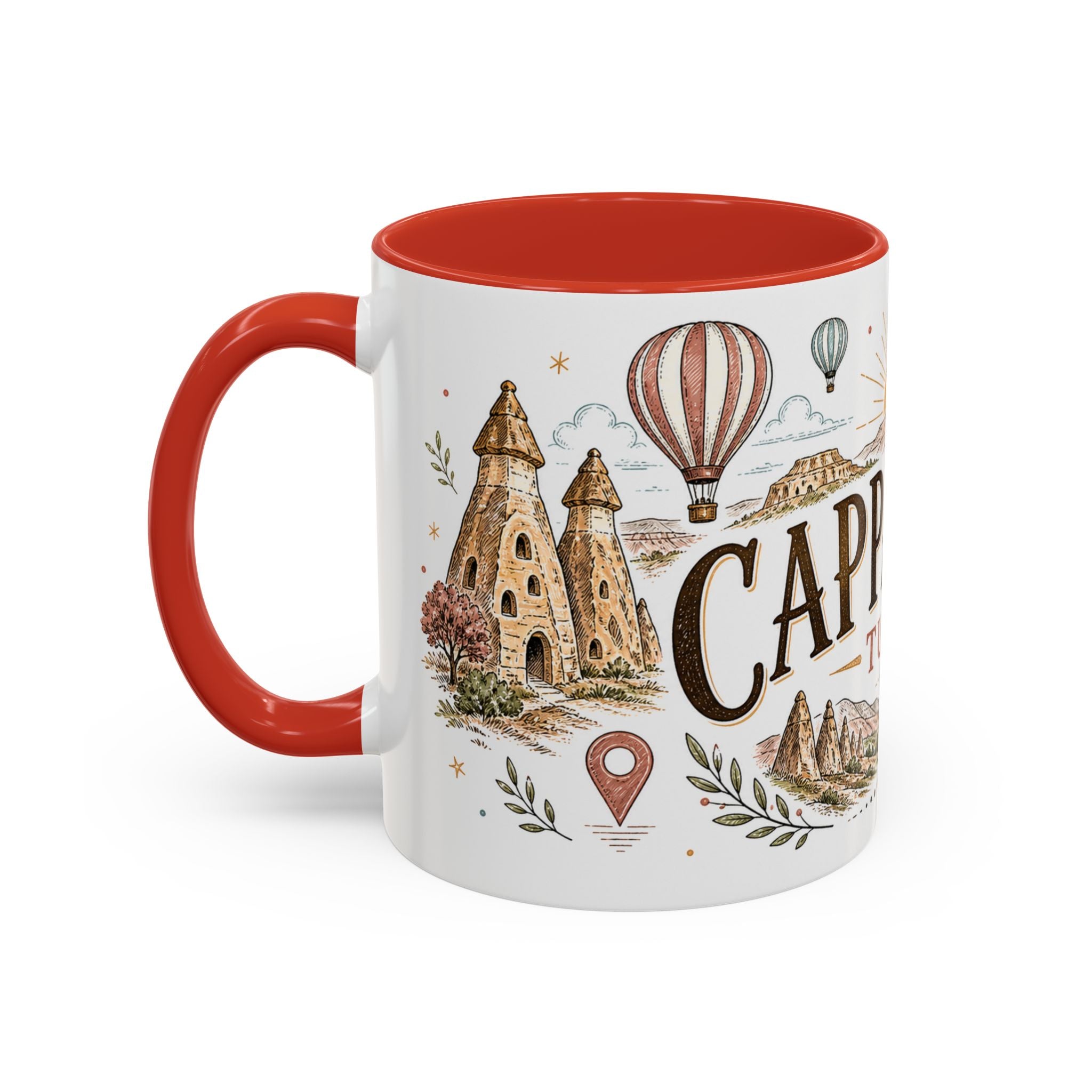 Cappadocia Coffee Mug | Travel Destination Souvenir Gift | Accent Color Ceramic 11oz 15oz