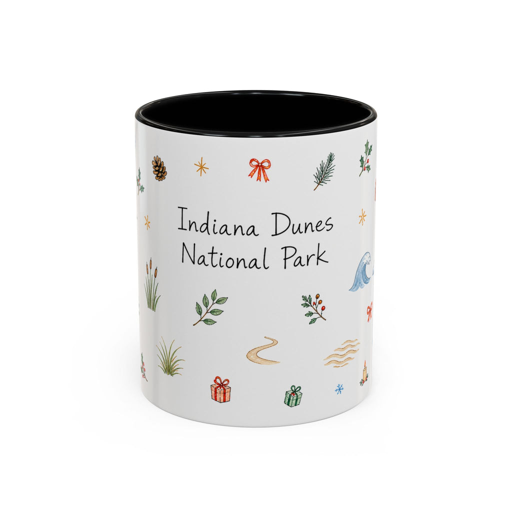Indiana Dunes National Park Christmas Mug | Watercolor Travel Souvenir | Holiday Gift | Accent Ceramic Coffee Cup 11oz 15oz