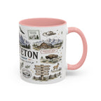 Grand Teton Coffee Mug | National Park Hiking Wyoming Gift | Accent Color Ceramic 11oz 15oz