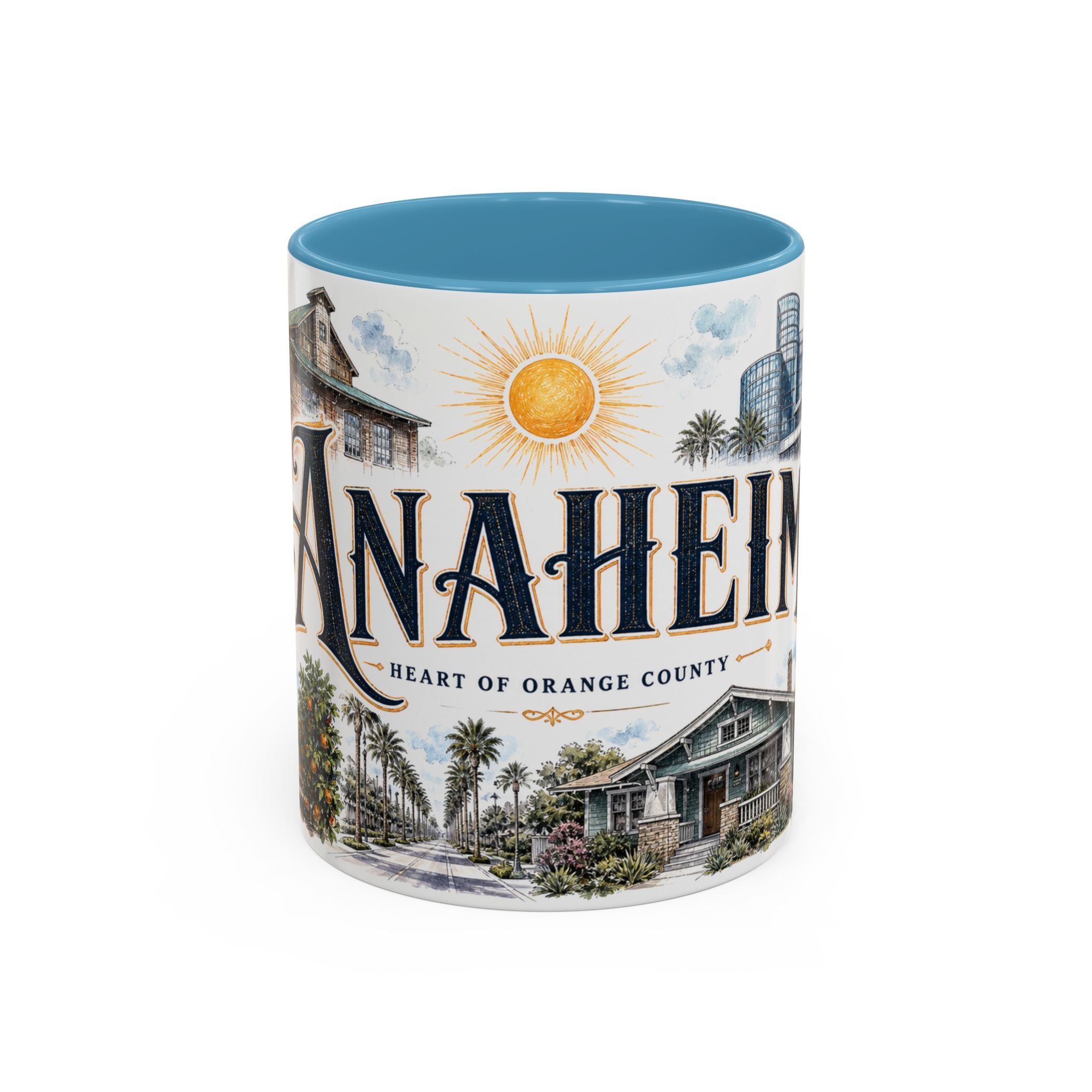 Anaheim Coffee Mug | United States Travel Souvenir | Vintage Illustrated City Gift | 11 oz 15 oz Accent Mug
