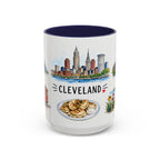 Cleveland Illustrated Travel Mug | City Souvenir Accent Coffee Mug | 11oz 15oz Ceramic Cup
