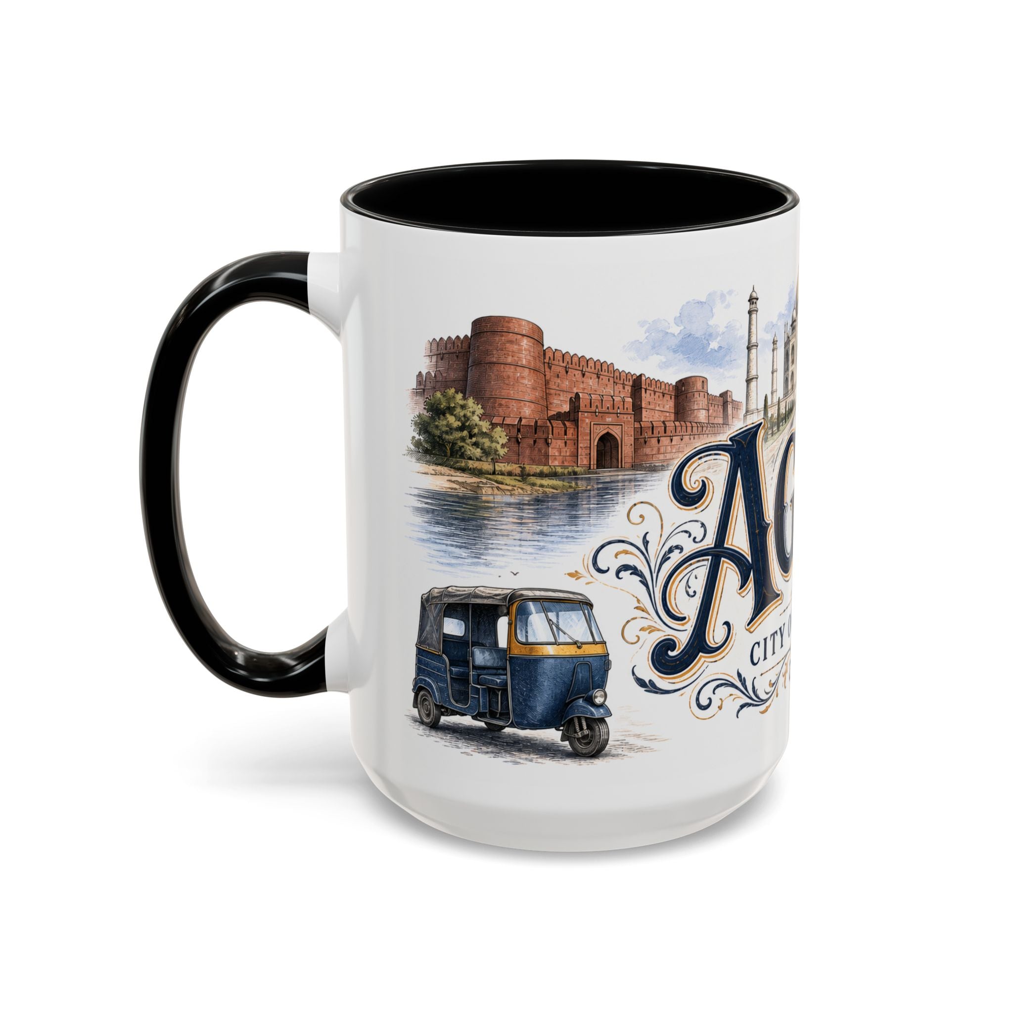 Agra Coffee Mug | India Travel Souvenir | Vintage Illustrated City Gift | 11 oz 15 oz Accent Mug