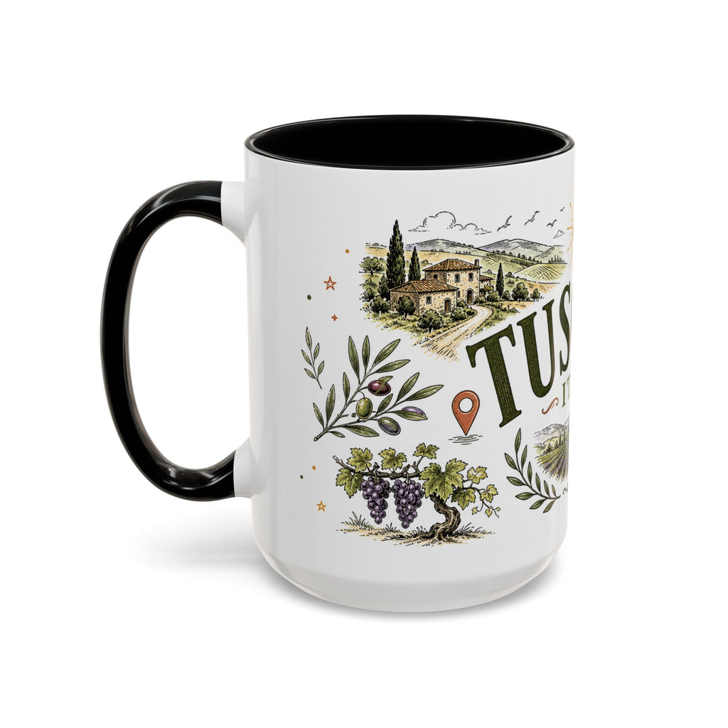 Tuscany Coffee Mug | Travel Destination Souvenir Gift | Accent Color Ceramic 11oz 15oz