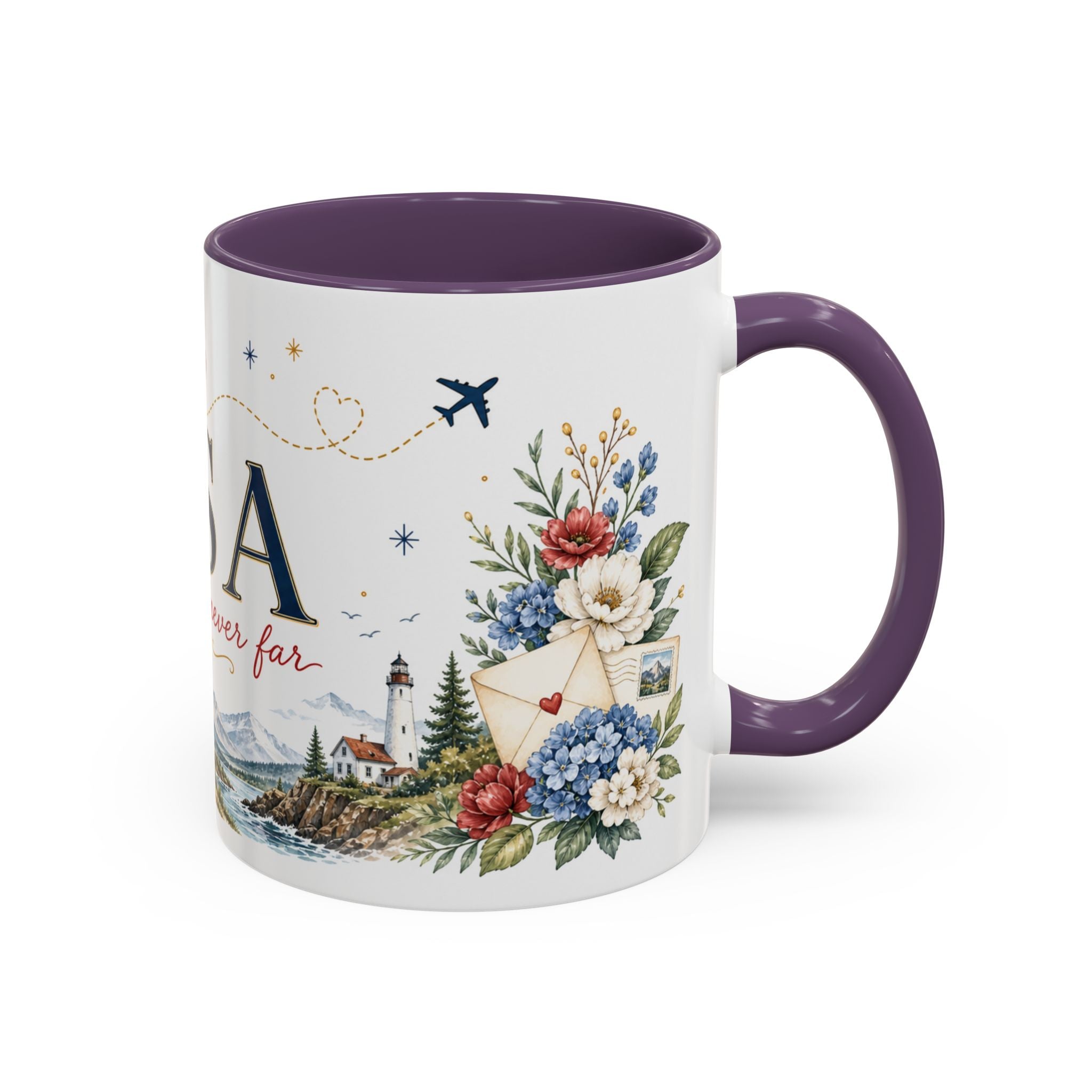 USA Home Country Mug | Moving Away Gift | Long Distance Friendship | 11 oz 15 oz Accent Mug