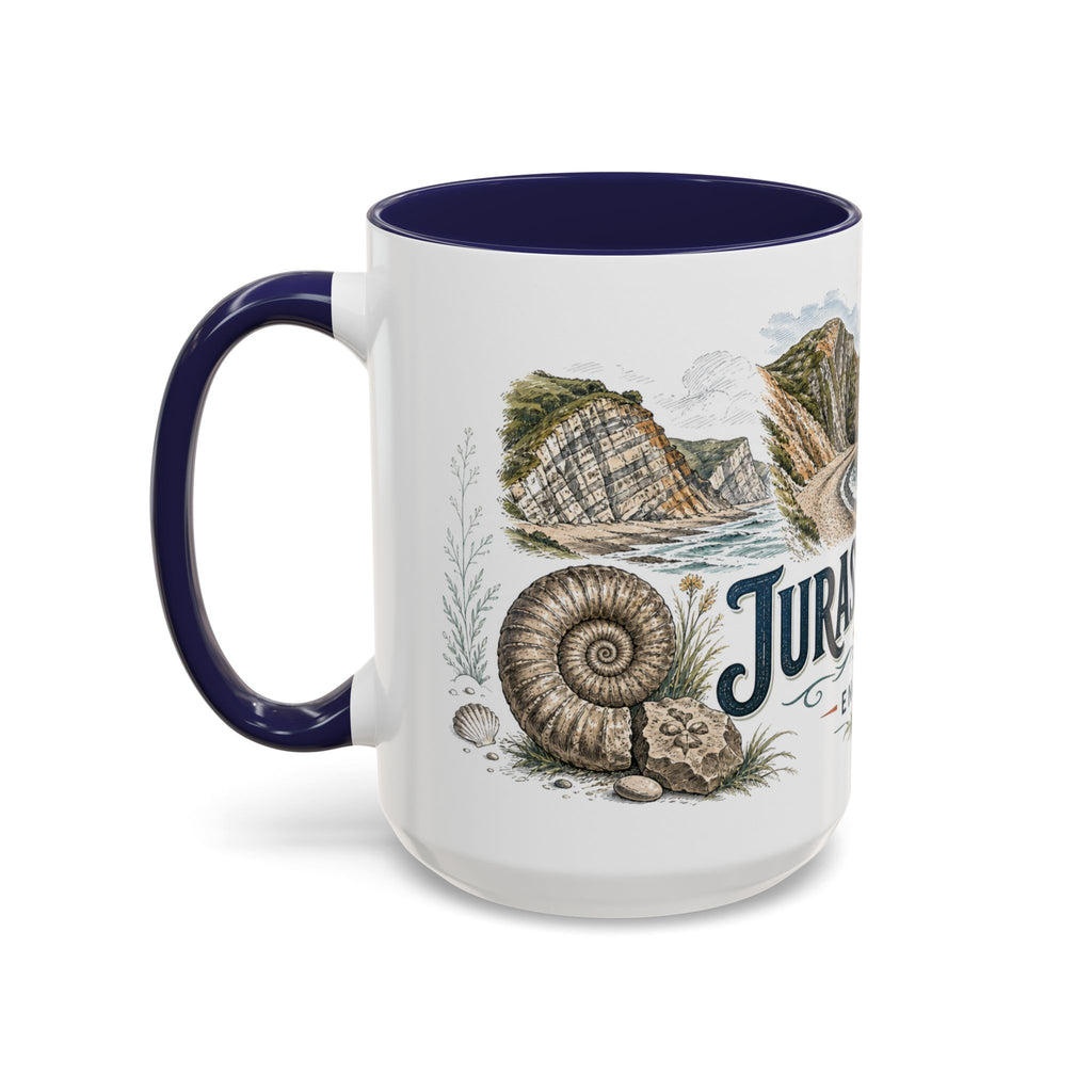 Jurassic Coast Mug, England Travel Souvenir, Bucket List Gift, Accent Ceramic Coffee Mug 11oz 15oz
