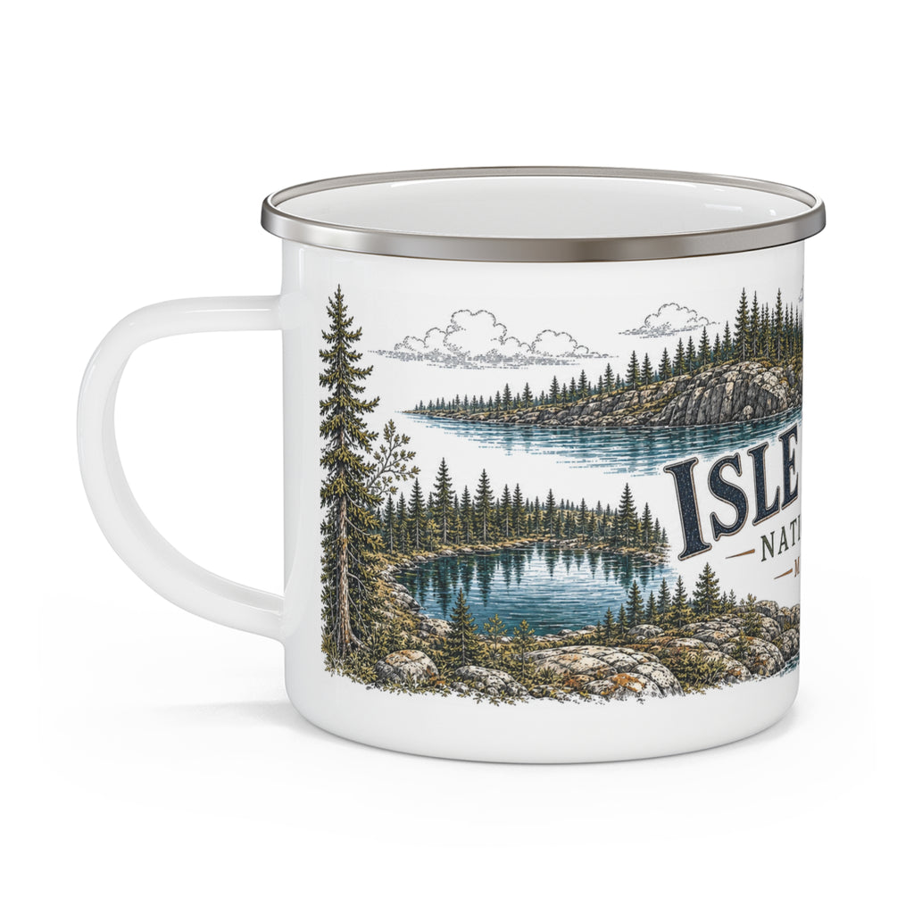 Isle Royale National Park Vintage Enamel Camping Mug | 12oz National Park Hiking Gift