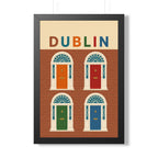 Dublin Georgian Doors Ireland Framed Poster | Vintage Travel Wall Art | Black Walnut White Frame | 16x24 20x30