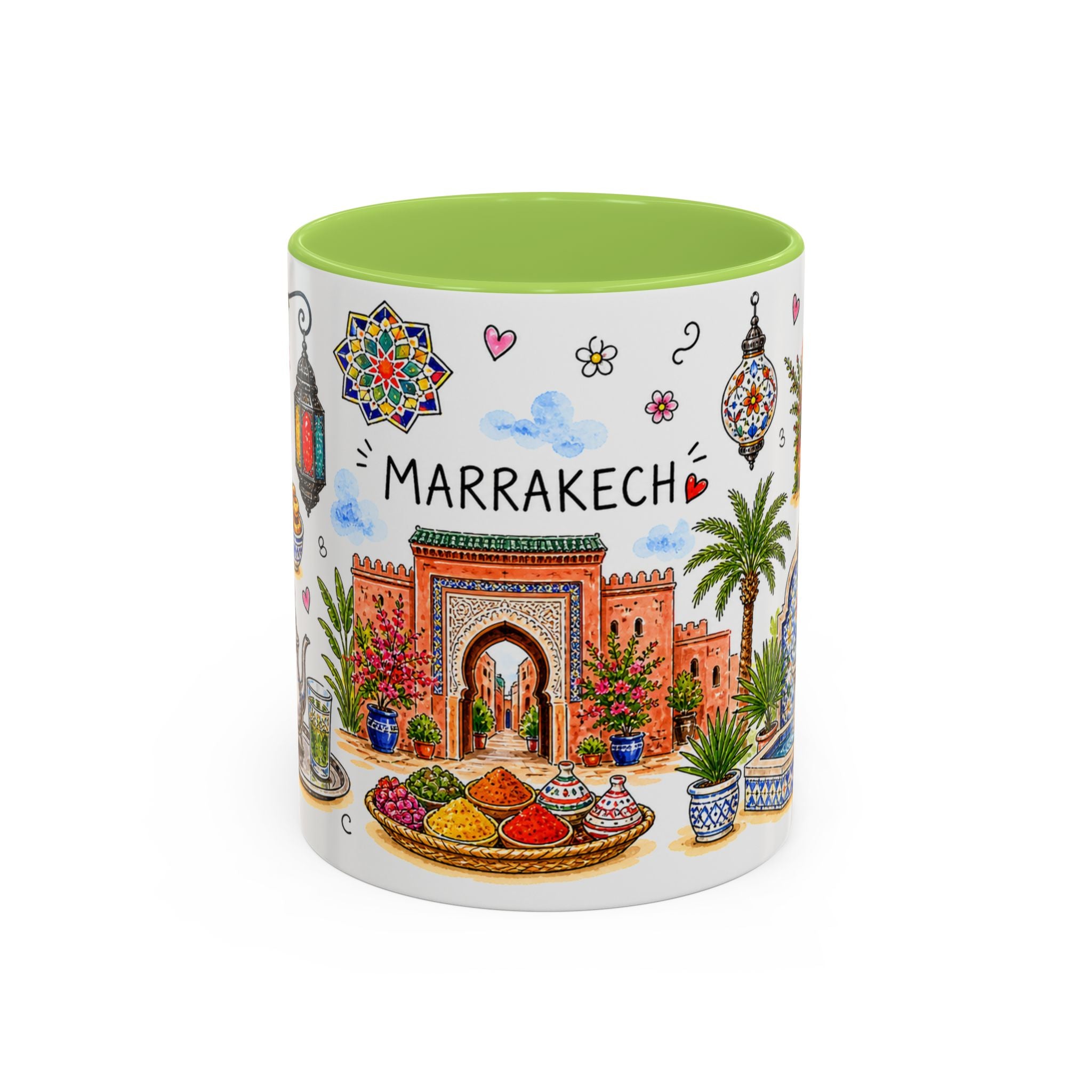 Marrakech Illustrated Travel Mug | City Souvenir Accent Coffee Mug | 11oz 15oz Ceramic Cup