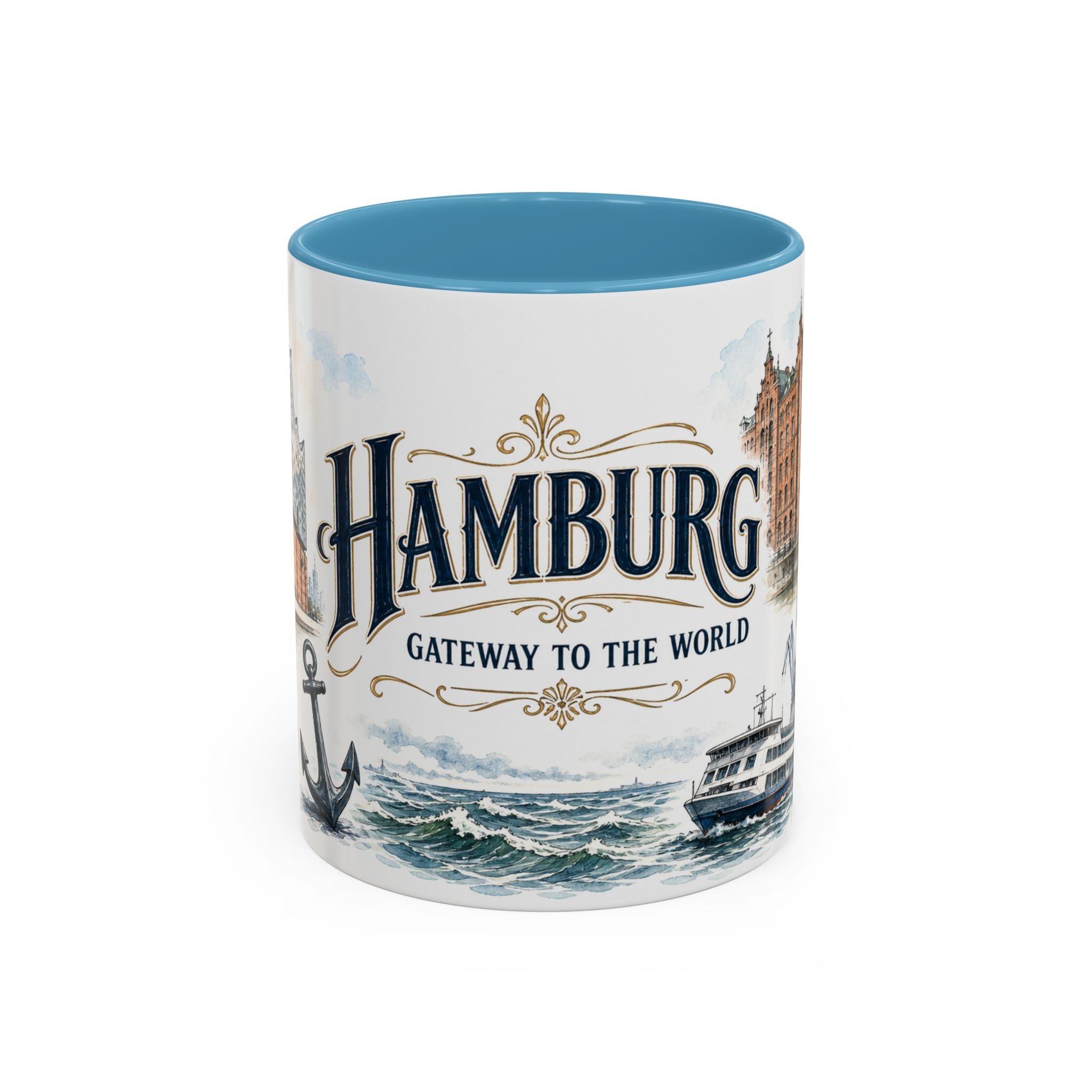Hamburg Coffee Mug | Germany Travel Souvenir | Vintage Illustrated City Gift | 11 oz 15 oz Accent Mug