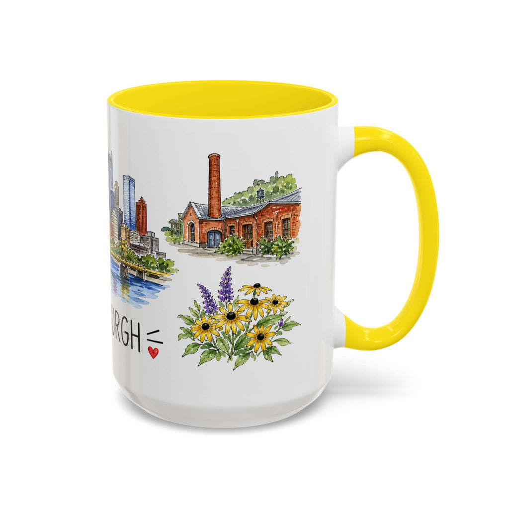 Pittsburgh Illustrated Travel Mug | City Souvenir Accent Coffee Mug | 11oz 15oz Ceramic Cup