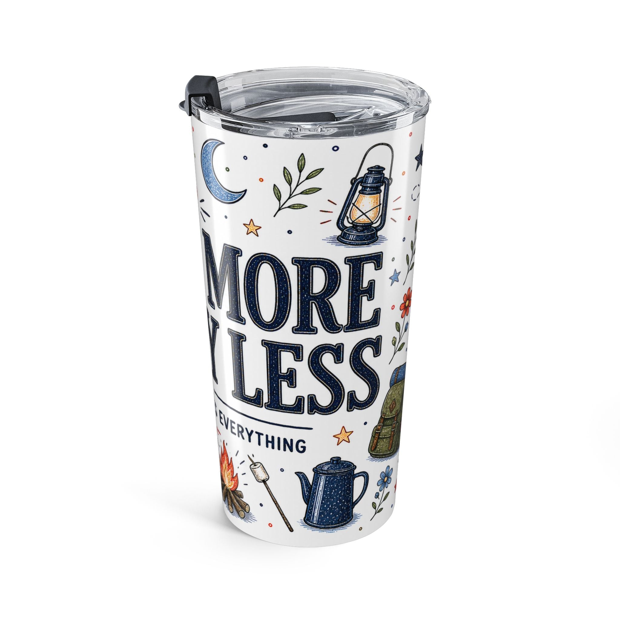 Camp More Worry Less 20oz Tumbler | Camping Lover Gift | Insulated Stainless Steel Travel Cup
