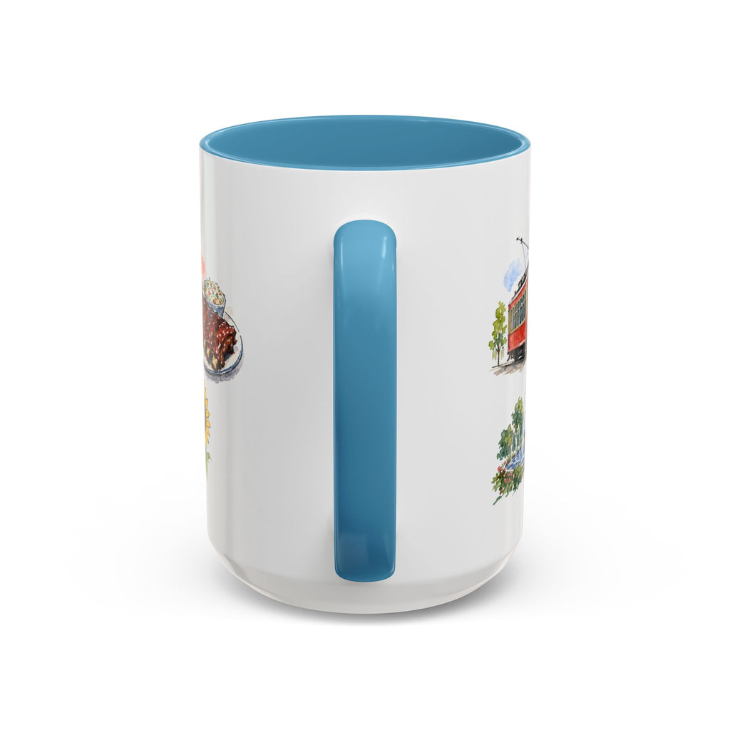 Kansas City Illustrated Travel Mug | City Souvenir Accent Coffee Mug | 11oz 15oz Ceramic Cup