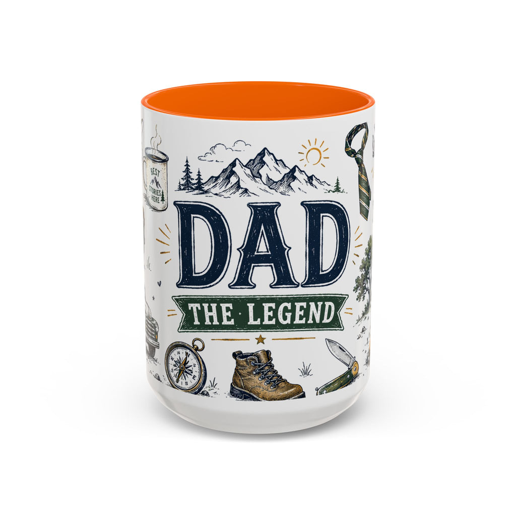 Dad The Legend Coffee Mug | Father's Day Gift for Dad | Accent Color Ceramic 11oz 15oz