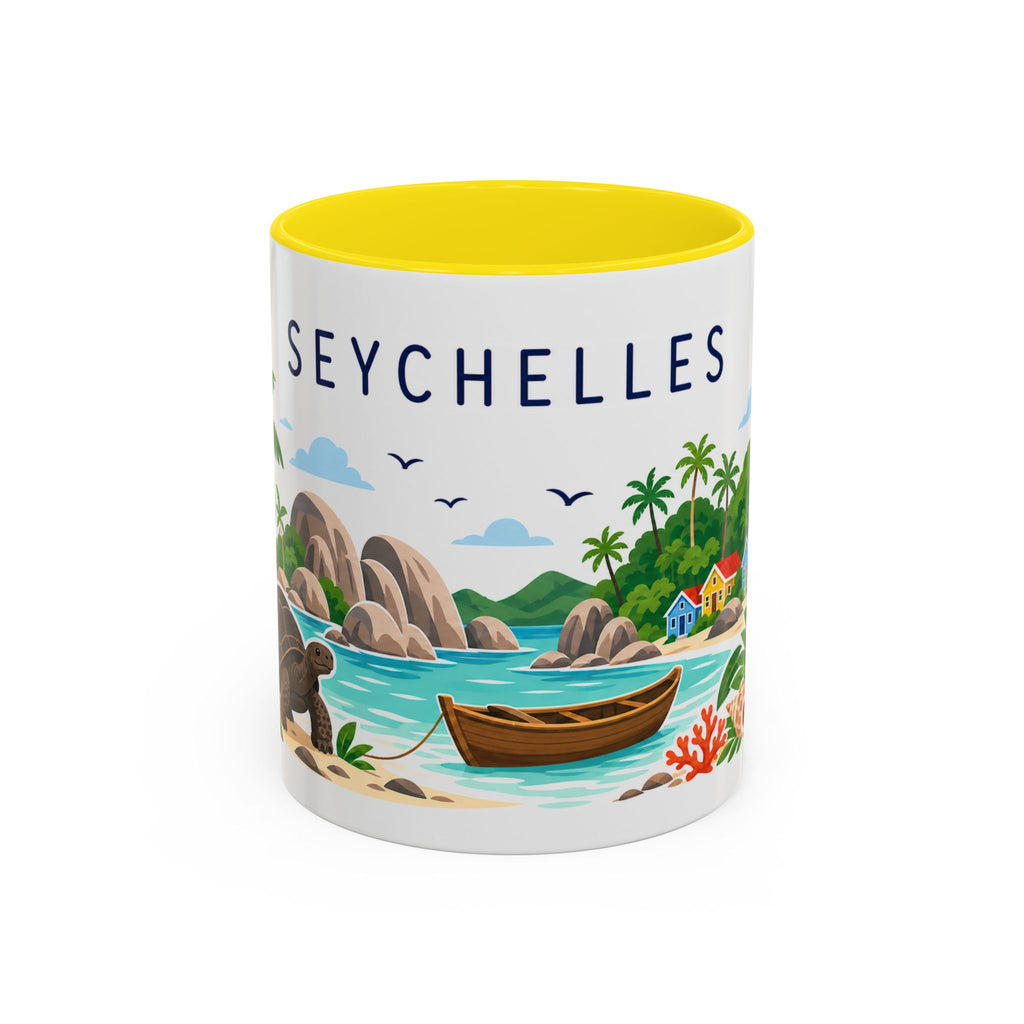 Seychelles Coffee Mug | Travel Destination Souvenir Gift | Accent Color Ceramic 11oz 15oz