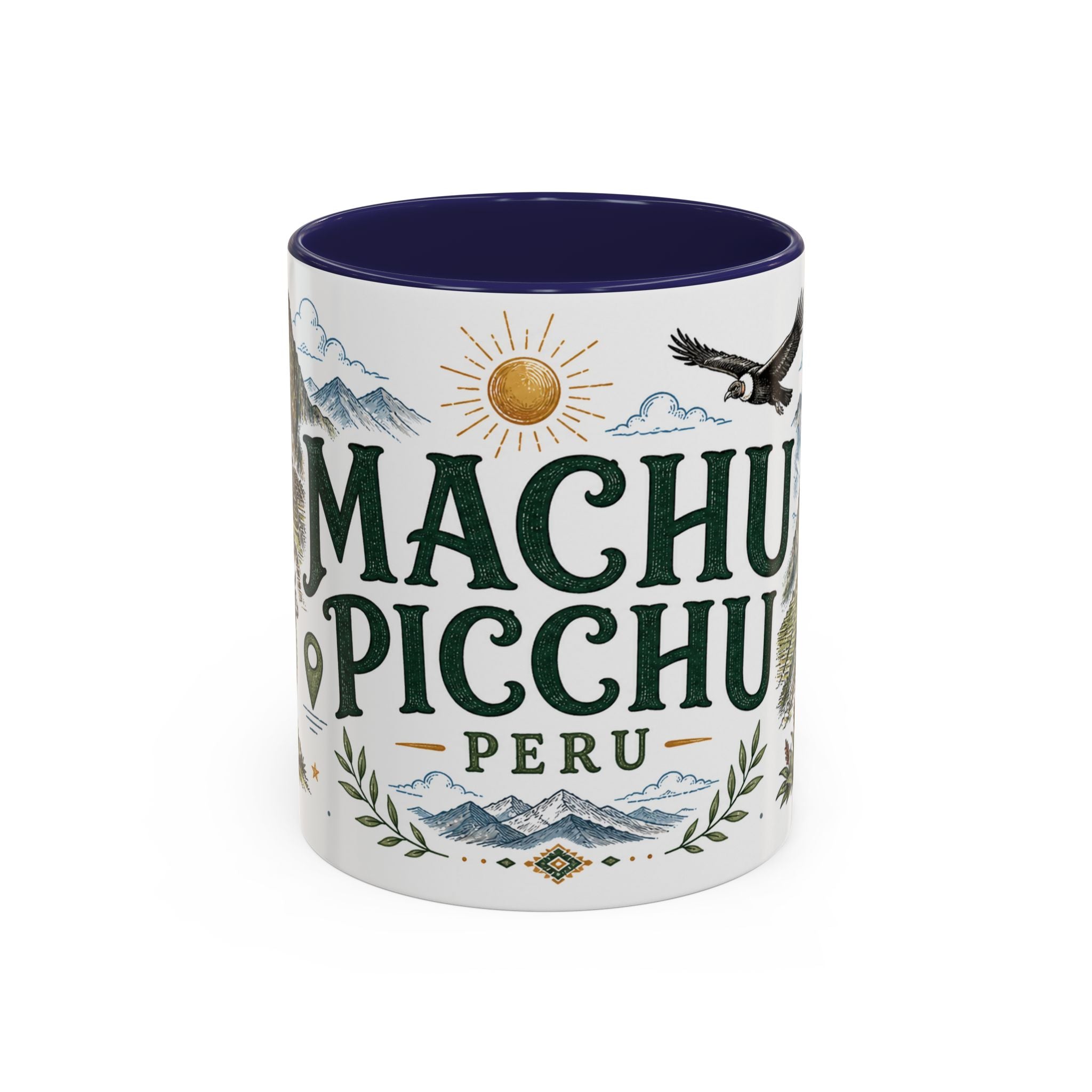 Machu Picchu Coffee Mug | Travel Destination Souvenir Gift | Accent Color Ceramic 11oz 15oz