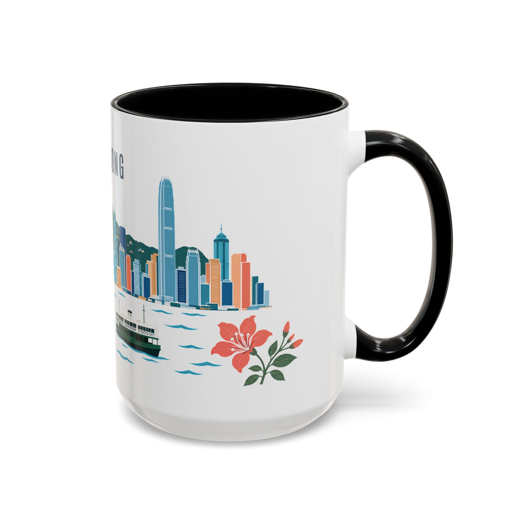 Hong Kong Coffee Mug | Hong Kong Travel Souvenir | Porcelain Decal City Gift | 11oz 15oz Accent Mug