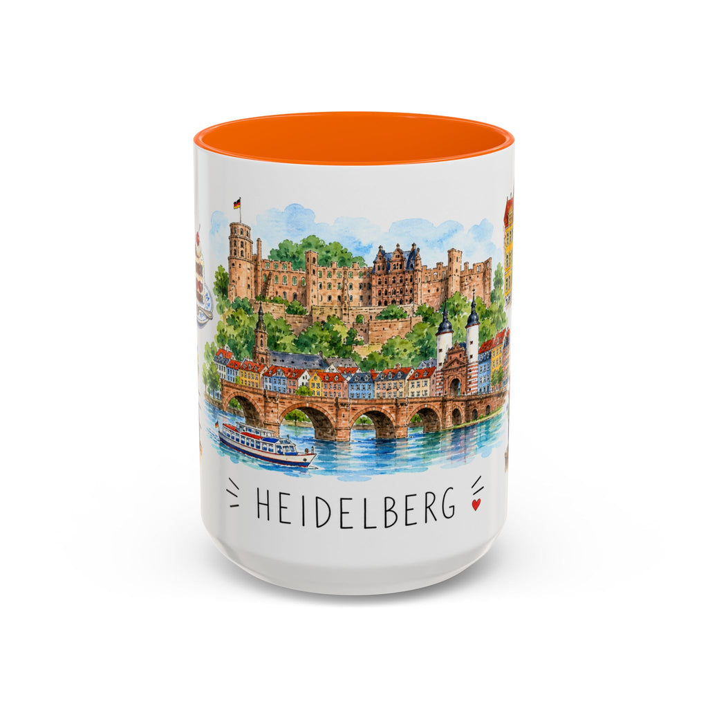 Heidelberg Illustrated Travel Mug | City Souvenir Accent Coffee Mug | 11oz 15oz Ceramic Cup