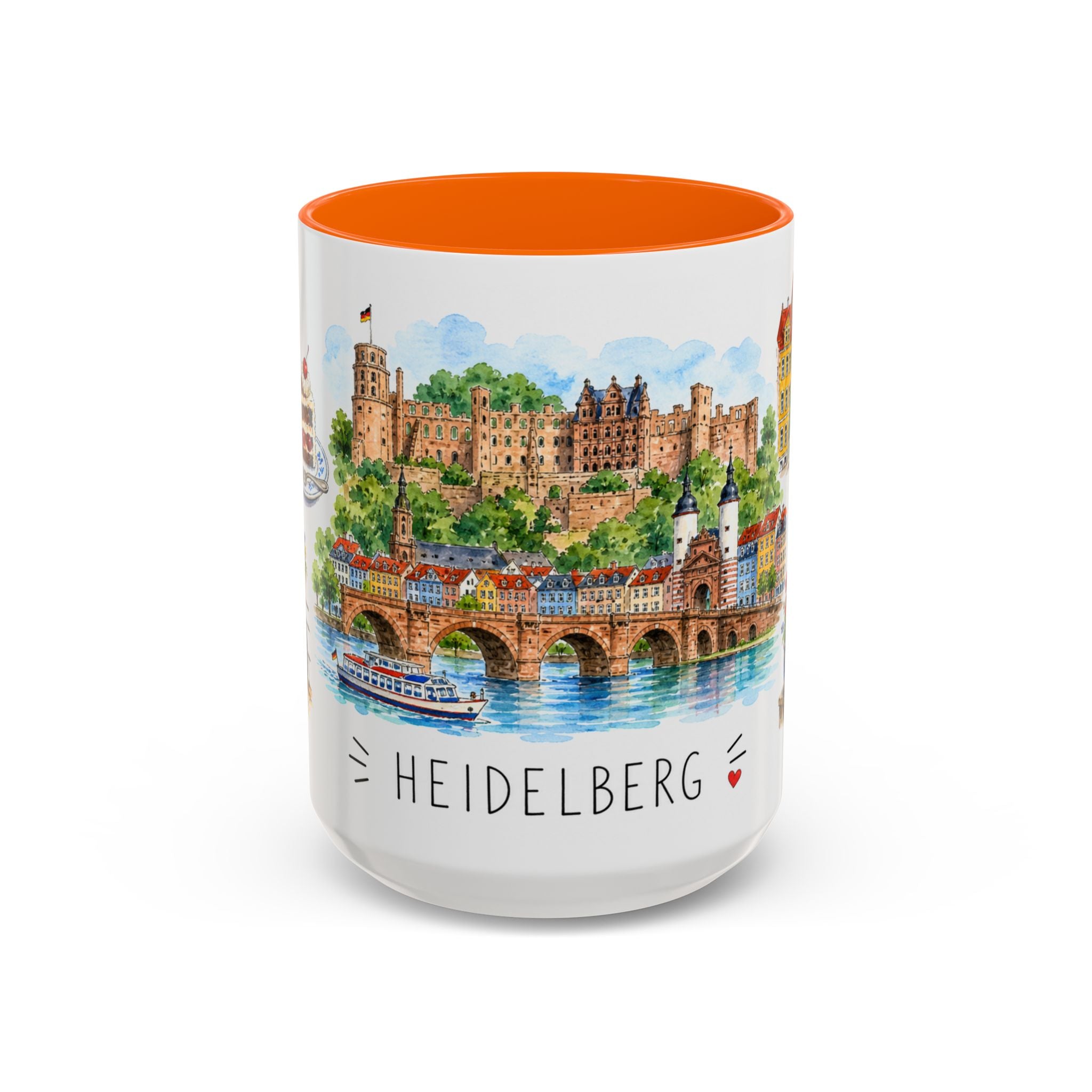 Heidelberg Illustrated Travel Mug | City Souvenir Accent Coffee Mug | 11oz 15oz Ceramic Cup