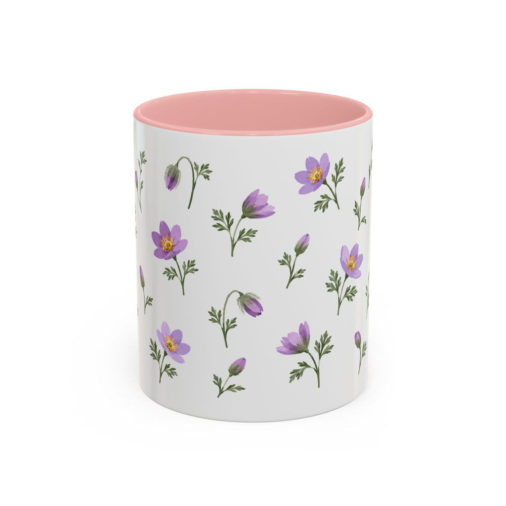 South Dakota Pasque Flower Mug, State Flower Floral Coffee Cup, 11oz Botanical Gift