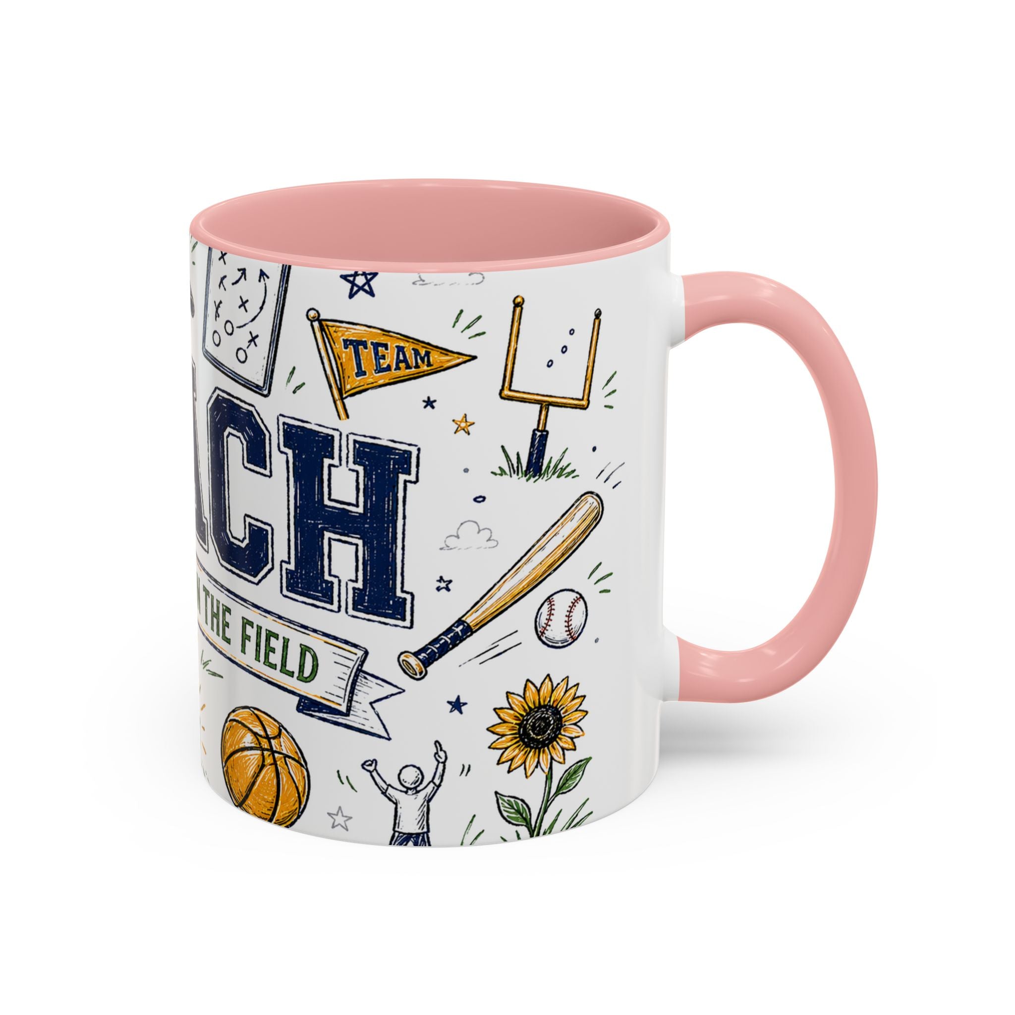 Coach Best Dad On The Field Coffee Mug | Father's Day Gift for Dad | Accent Color Ceramic 11oz 15oz