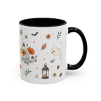 Floral Pumpkin Halloween Mug | Friendly Ghost Watercolor Gift | Accent Cup 11oz 15oz