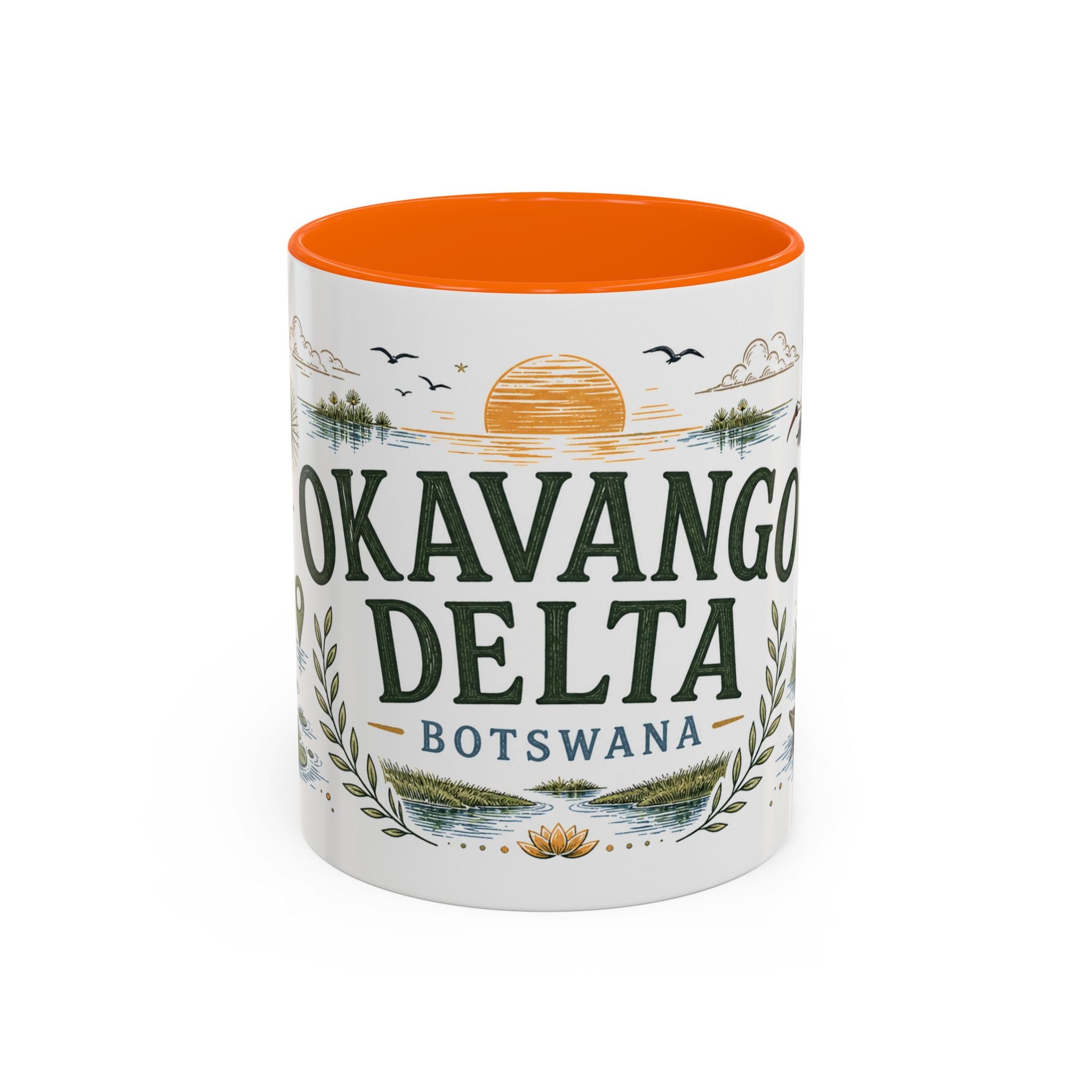 Okavango Delta Coffee Mug | Travel Destination Souvenir Gift | Accent Color Ceramic 11oz 15oz
