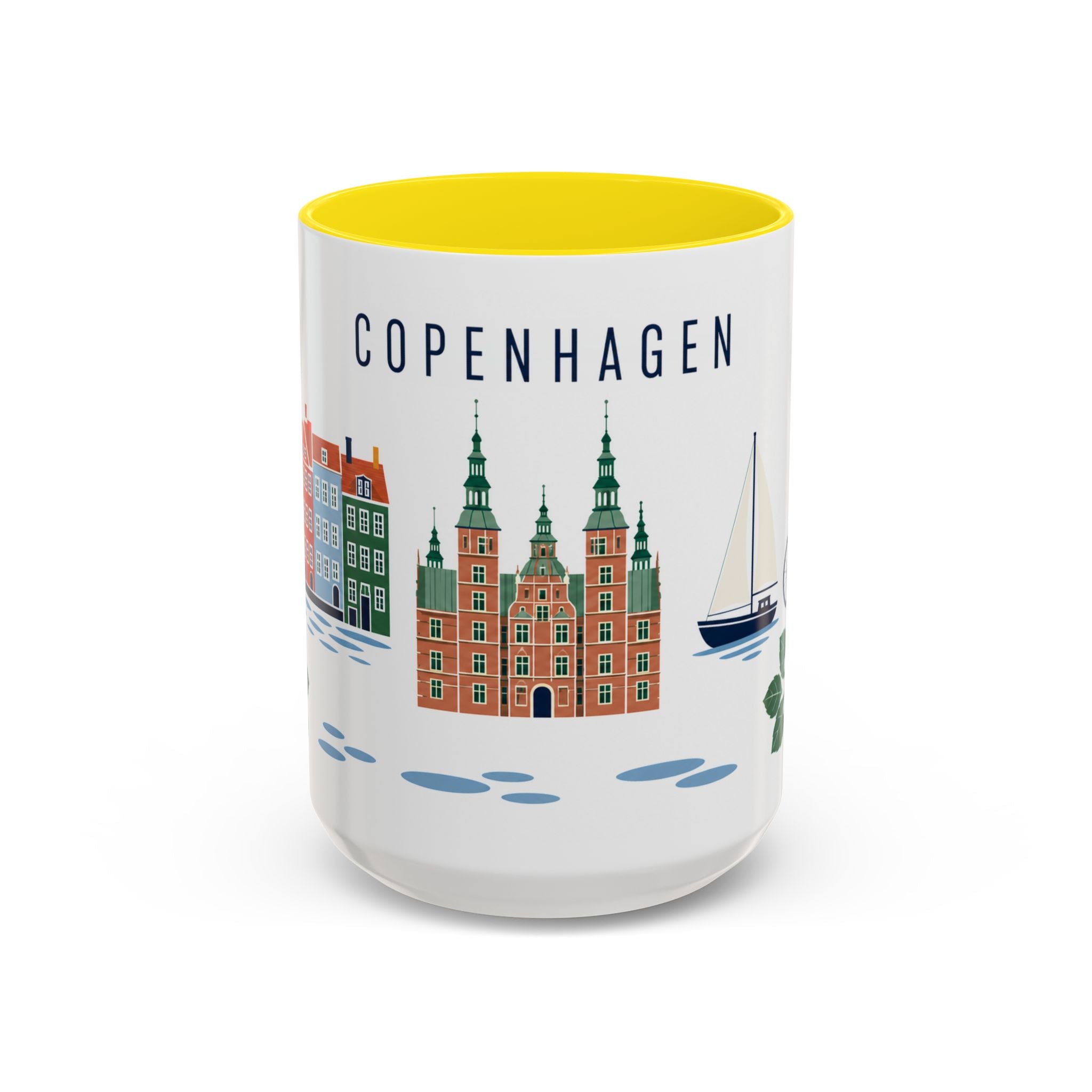 Copenhagen Coffee Mug | Denmark Travel Souvenir | Porcelain Decal City Gift | 11oz 15oz Accent Mug