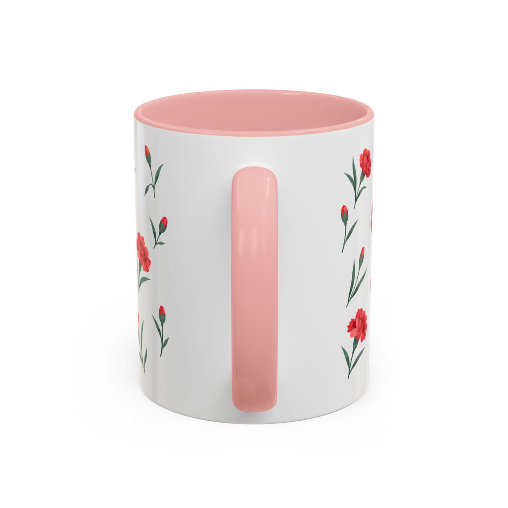 Ohio Scarlet Carnation Mug, State Flower Floral Coffee Cup, 11oz Botanical Gift