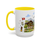 Lauterbrunnen Illustrated Travel Mug | Switzerland Souvenir Accent Coffee Mug | 11oz 15oz Ceramic Cup