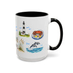 Virginia Beach Illustrated Travel Mug | City Souvenir Accent Coffee Mug | 11oz 15oz Ceramic Cup