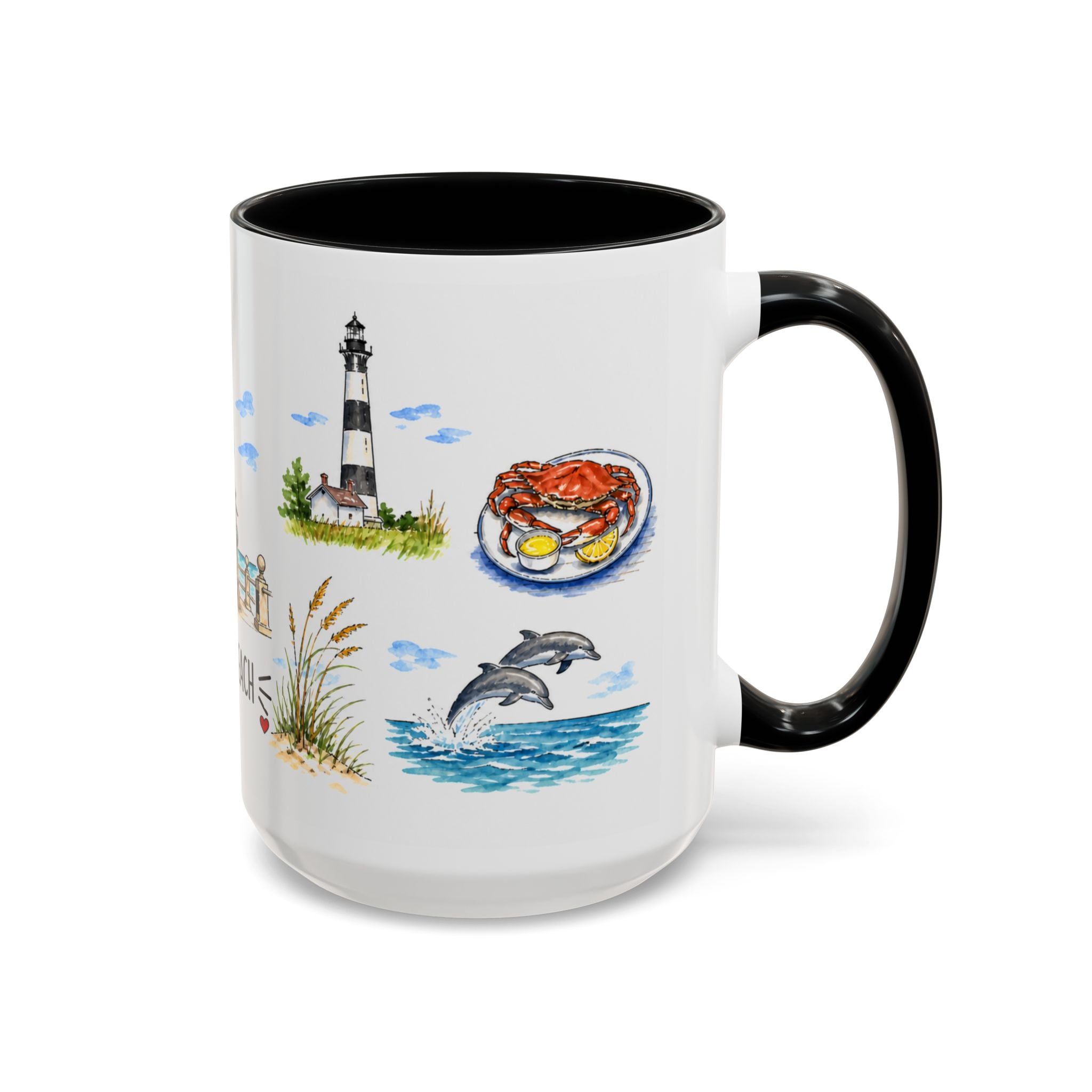 Virginia Beach Illustrated Travel Mug | City Souvenir Accent Coffee Mug | 11oz 15oz Ceramic Cup