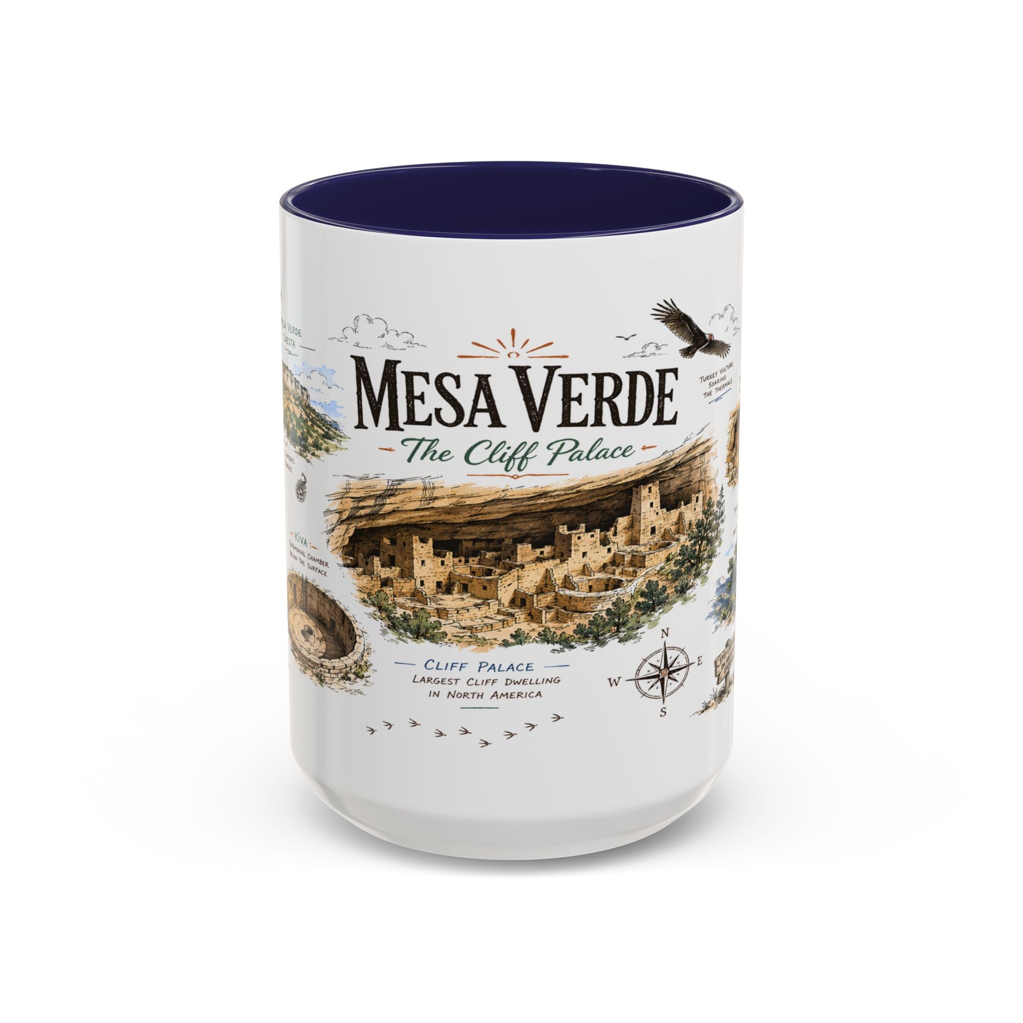 Mesa Verde National Park Coffee Mug | Colorado Ancient Cliff Dwellings Gift | Accent Color Ceramic 11oz 15oz
