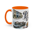 Penang Island Coffee Mug | Malaysia Travel Souvenir | Vintage Illustrated City Gift | 11 oz 15 oz Accent Mug