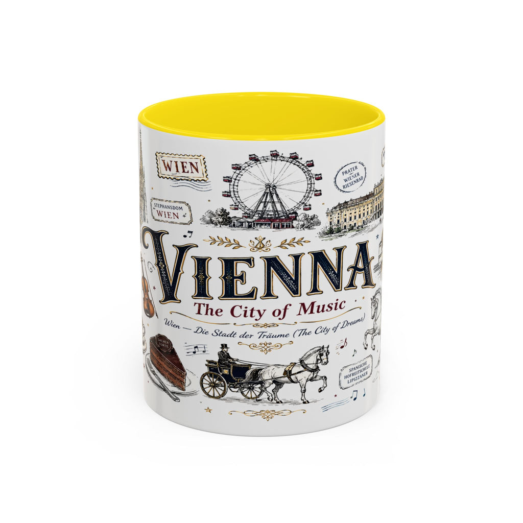 Vienna Coffee Mug | Austria Souvenir Travel Gift | Accent Color Ceramic 11oz 15oz